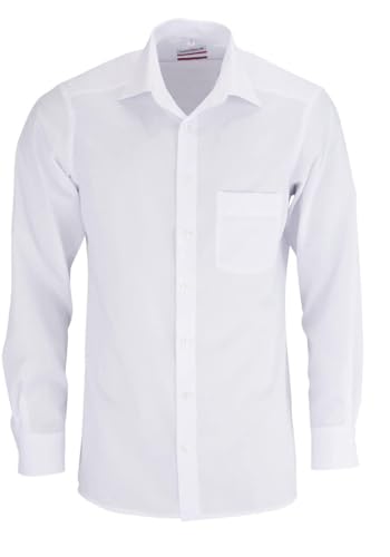 Marvelis Men's Business Shirt Non-Iron Modern Fit, extra long, Kent collar, plain poplin, 100% cotton, black 68, 44 on sale